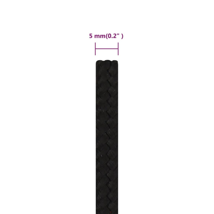 Delovna vrv črna 5 mm 250 m polipropilen